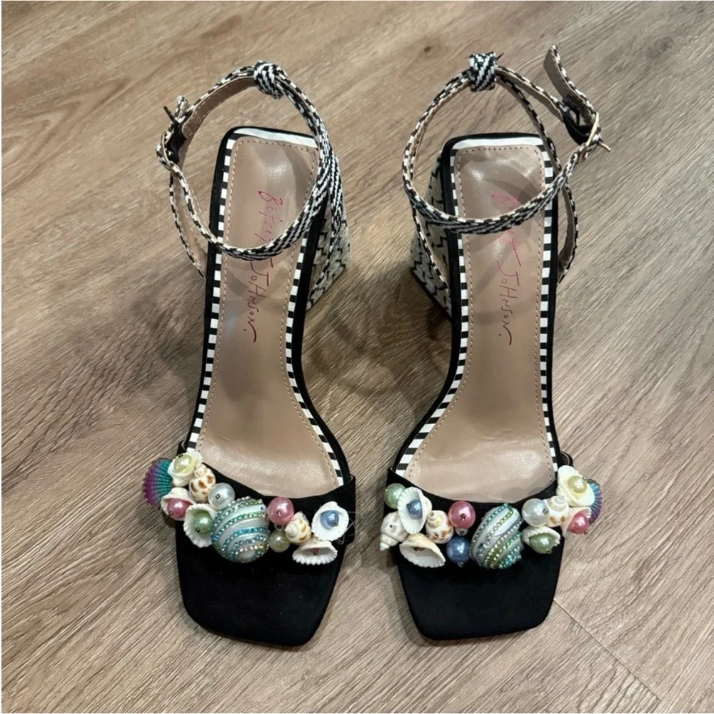 Betsey Johnson Black and Multicolor Embellished Heels - Picture 4 of 4